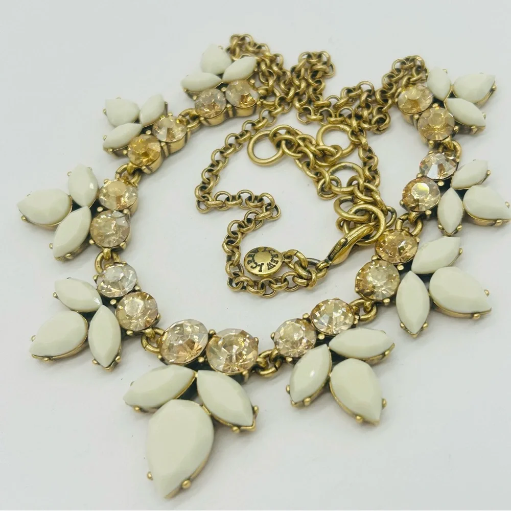 J. Crew Gold Jeweled and Cream Necklace